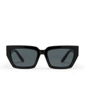 CHPO Ali 1 Sonnenbrille mit glänzend schwarzer Fassung, schwarzen Gläsern, Ali-Boulala-Signatur und UV400-Schutz frontal.