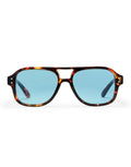  CHPO Cocas Sonnenbrille mit Tortoise-Fassung, hellblauen Gläsern und UV400-Schutz aus 100 % recyceltem Kunststoff von vorne.