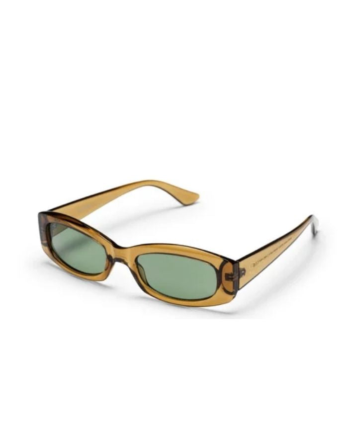  CHPO Skate Gaza Sonnenbrille mit Sea-Green-Fassung, grünen Gläsern und UV400-Schutz aus recyceltem Kunststoff von schräg vorne.