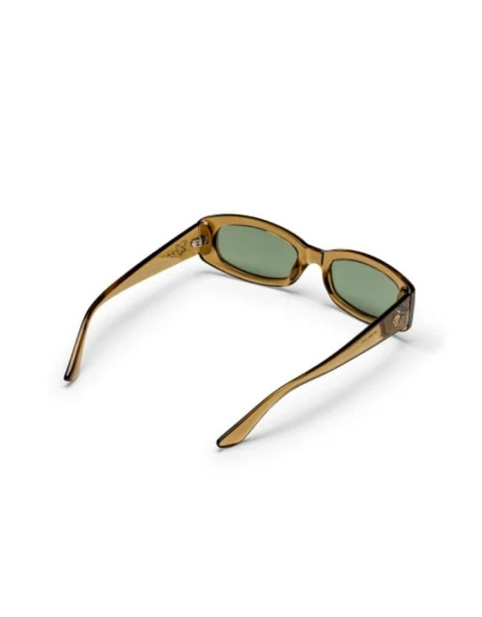  CHPO Skate Gaza Sonnenbrille mit Sea-Green-Fassung, grünen Gläsern und UV400-Schutz aus recyceltem Kunststoff von innen.