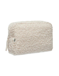 Kosmetik Tasche oder Kulturtasche aus Teddy Stoff in der Farbe Beige