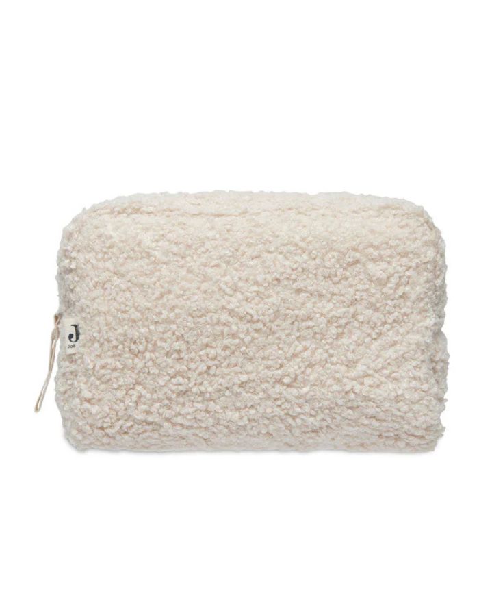 Kosmetik Tasche oder Kulturtasche aus Teddy Stoff in der Farbe Beige