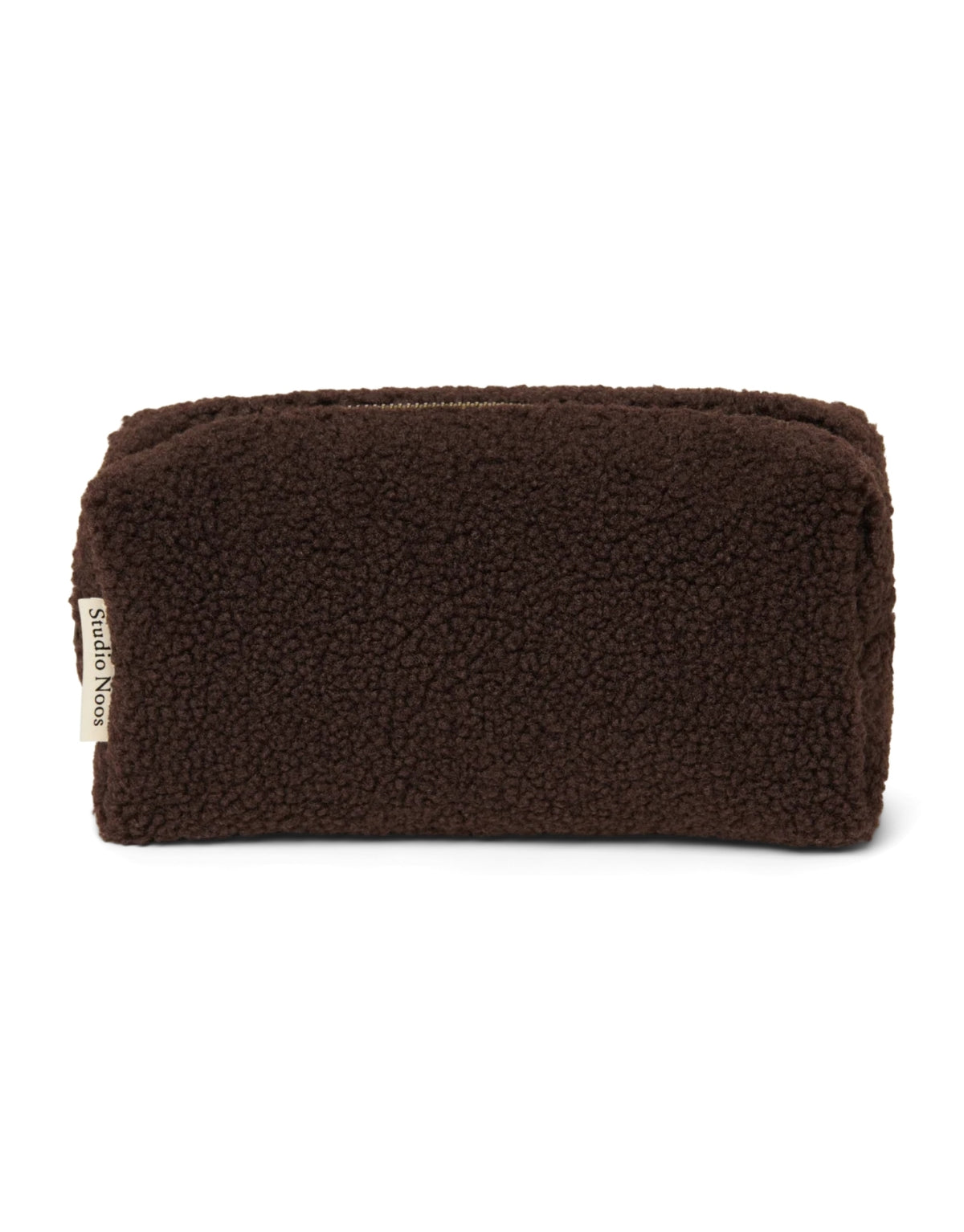 Schokoladenbraunes Täschchen Chocolate Teddy von Studio Noos aus weichem Teddy-Material zur praktischen Aufbewahrung kleiner Essentials.