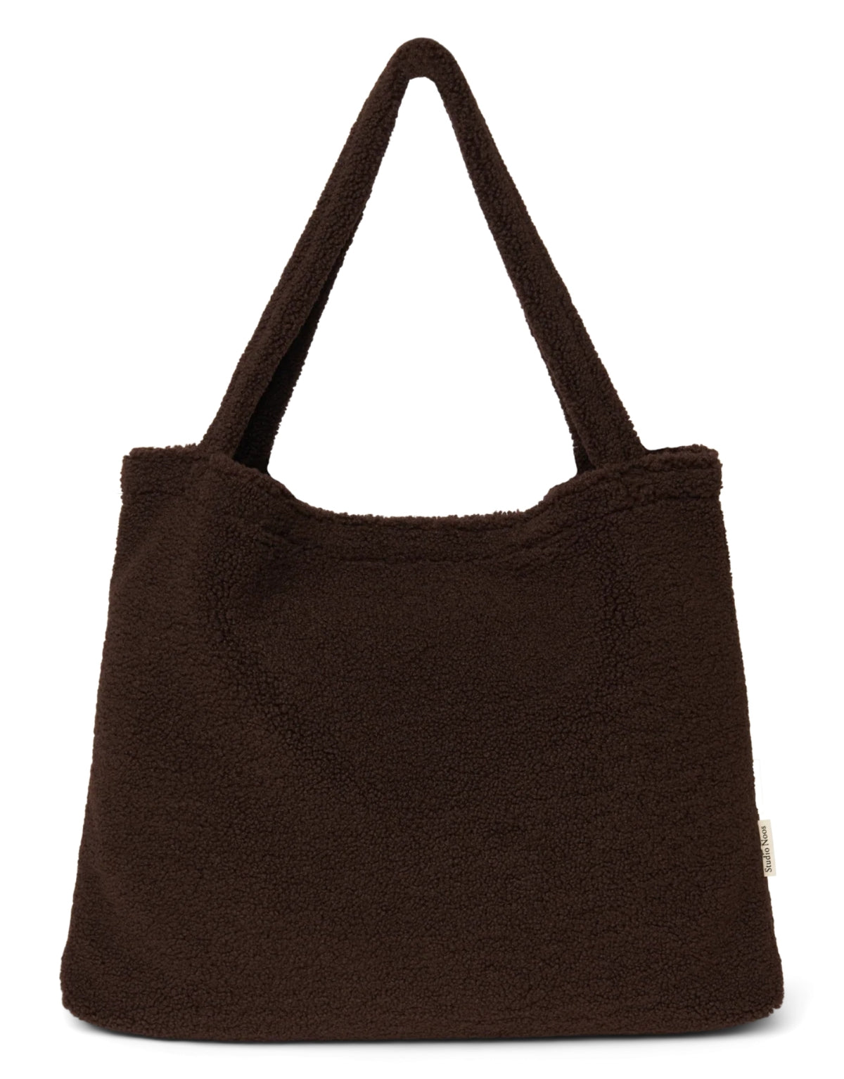 Schokoladenbraune Mom Bag Chocolate Teddy von Studio Noos aus weichem Teddy-Material mit langen Tragehenkeln.