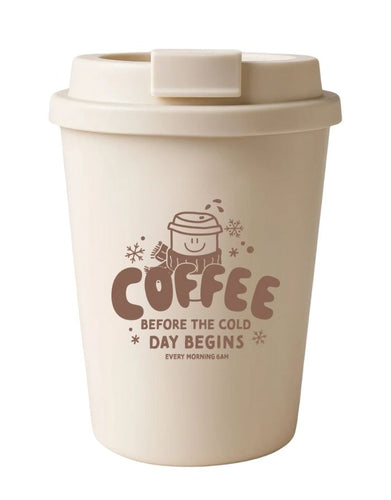 Liliput Coffee to Go Becher in Creme mit winterlichem Print Coffee before the cold day begins, 350 ml.