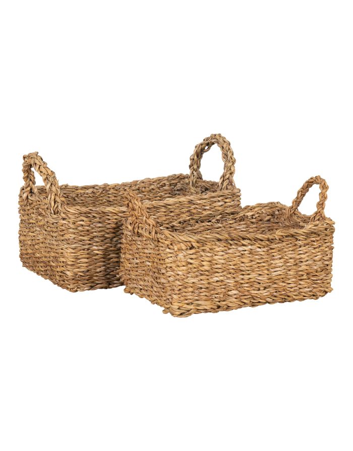 Korb Morella L von House Nordic aus natürlichem Seegras in rechteckiger Flechtoptik, 32 × 23 × 13 cm.