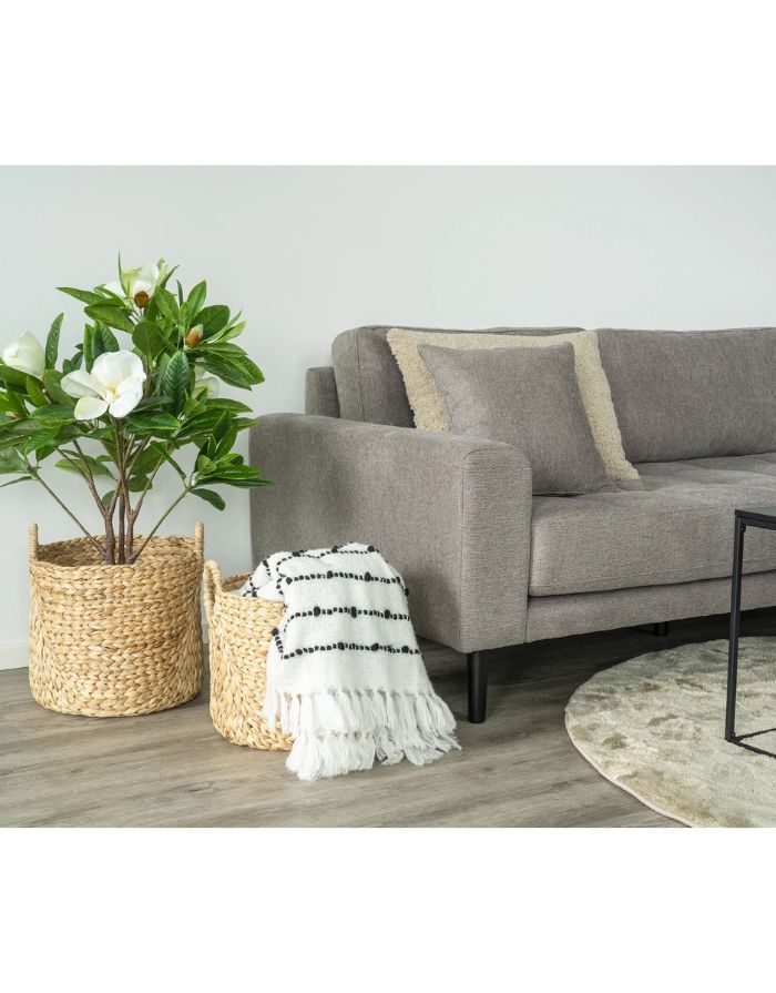  Korb Passo L von House Nordic aus natürlicher Wasserhyazinthe in geflochtener Optik, Ø 35 × 37 cm.