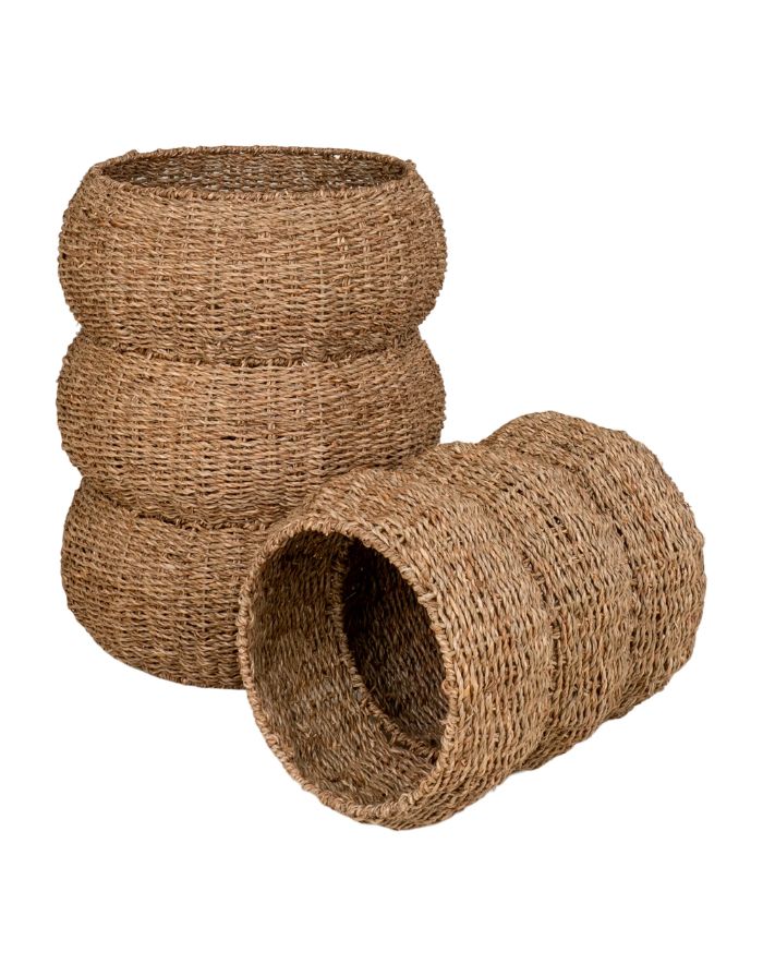 Korb Sarbas S von House Nordic aus natürlichem Seegras in geflochtener Optik, Ø 25 × 35 cm.