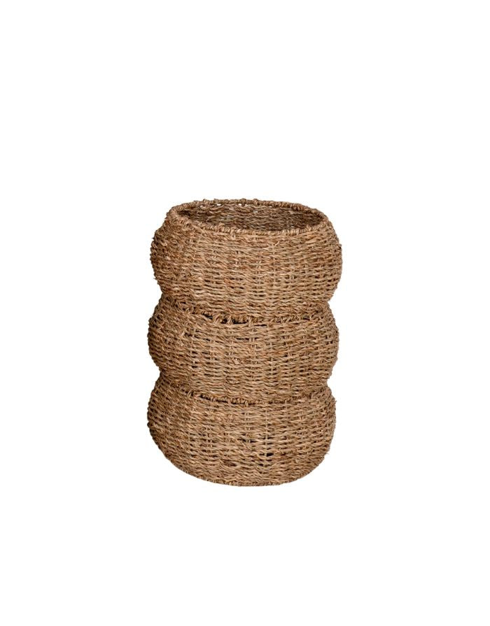 Korb Sarbas S von House Nordic aus natürlichem Seegras in geflochtener Optik, Ø 25 × 35 cm.