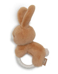  Jollein Beißring Bunny Luz mit weichem Silikonring, niedlichem Hasenkopf, Stofföhrchen und integriertem Glöckchen für Babys.