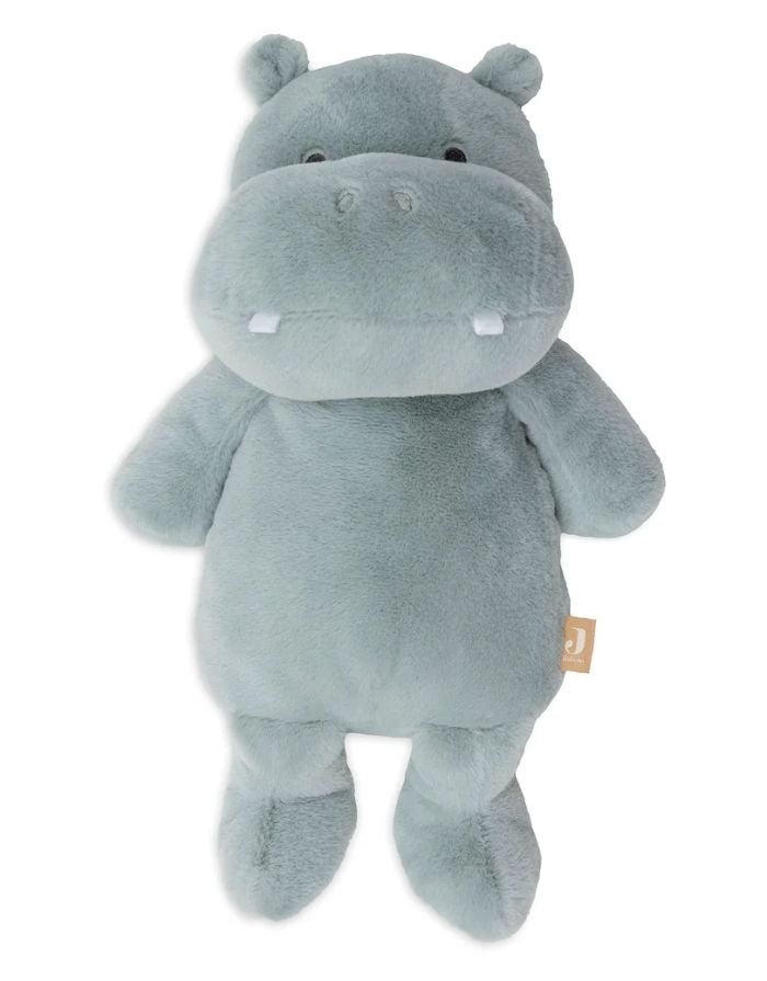 Jollein Kuscheltier Hippo Happy in Misty Green als weiches Nilpferd mit niedlichem Gesicht und beschwertem Sitzbereich.