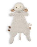 Weiches Jollein Schmusetuch Sheep Sonny in Form eines Schäfchens mit wolliger Oberfläche, weichen Ohren und Schlaufe für einen Schnuller.