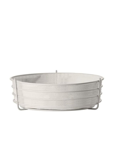 Brotkorb Singles Warm Grey von Zone Denmark aus Metall mit waschbarem Leineneinsatz aus 100 % Baumwolle, Ø 25,5 cm, Höhe 8 cm.