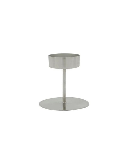 Teelichthalter Anit von House Doctor aus Eisen mit gebürstetem Silber-Finish und minimalistischer Form.