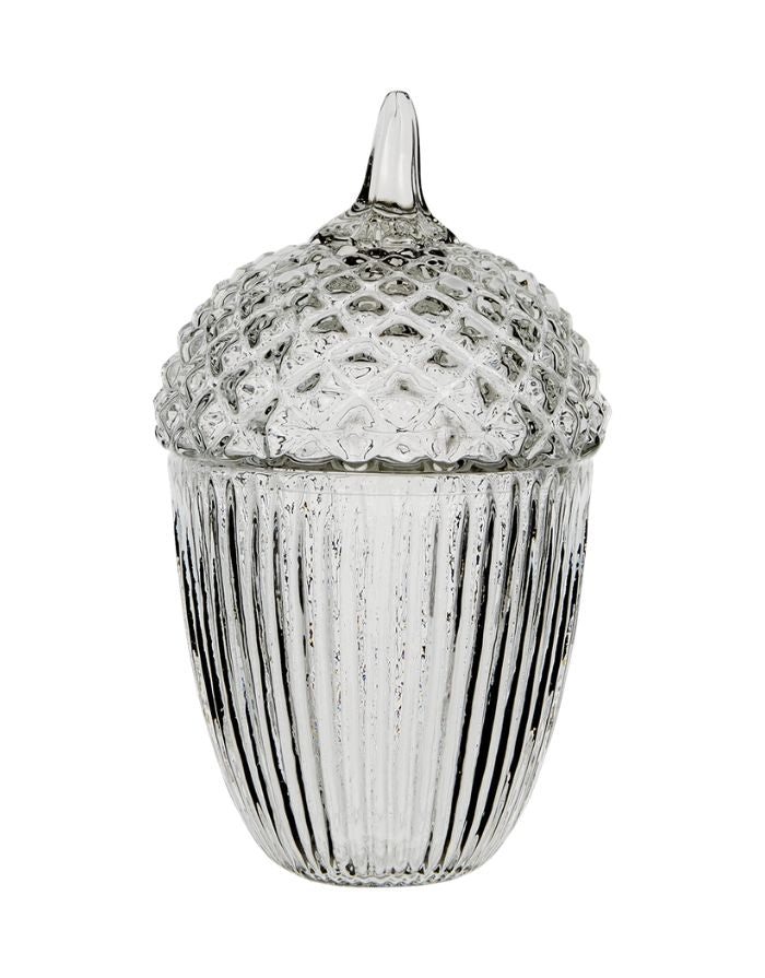 Mundgeblasene Aufbewahrung Romance Autumn L von Affari of Sweden aus klarem Glas mit Deckel, Ø 12 × H 20 cm.