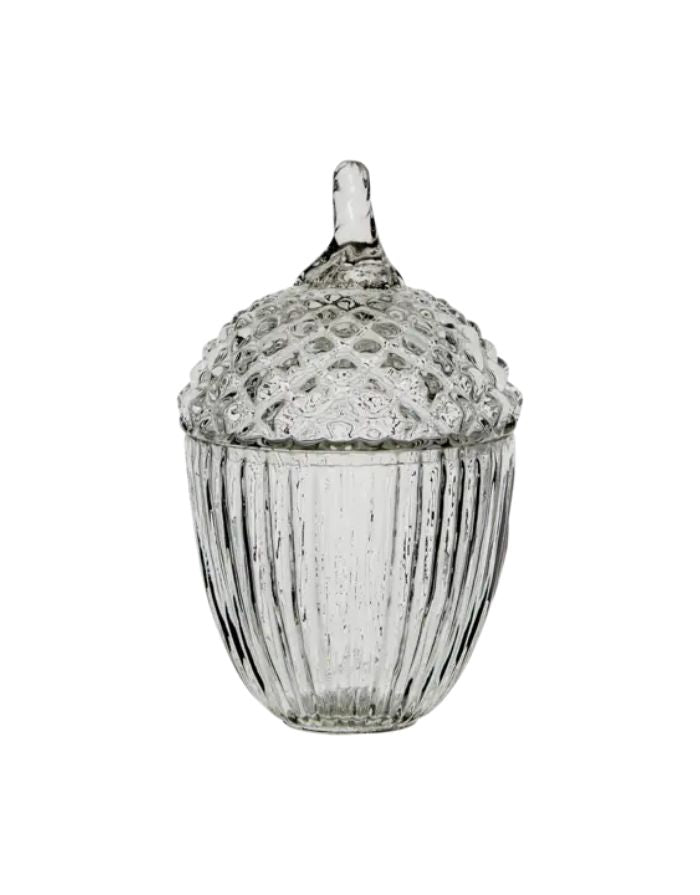 Mundgeblasene Aufbewahrung Romance Autumn M von Affari of Sweden aus klarem Glas mit Deckel, Ø 10 × H 16 cm.