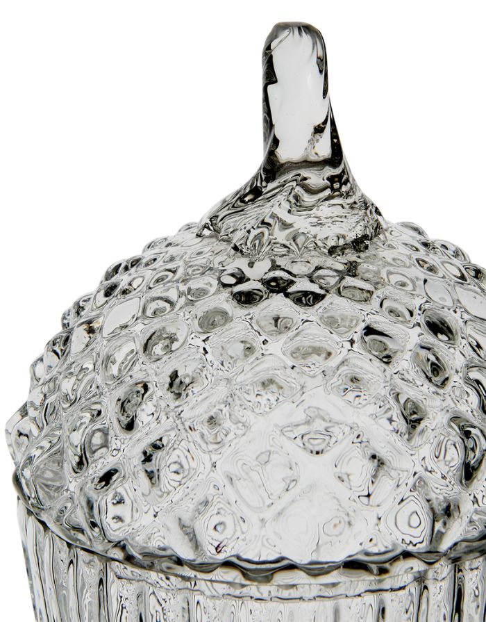 Mundgeblasene Aufbewahrung Romance Autumn M von Affari of Sweden aus klarem Glas mit Deckel, Ø 10 × H 16 cm.
