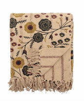 Laden Sie das Bild in den Galerie-Viewer, Gemusterte Decke aus recycelter Baumwolle in Naturtönen von Bloomingville
