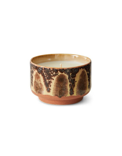 Duftkerze Small Kyoto von HKliving im bunten 70s-Keramikbecher, Ø 9 cm, mit Duft nach Orangen, Jasmin und Moschus