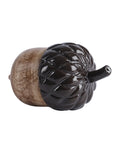 Braune Tim Dekorationseichel von Affari of Sweden aus handgefertigtem Mangoholz in natürlichen Braun- und Holztönen, 17 cm hoch.