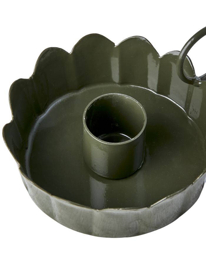 Grüner Kerzenhalter Oh Deer von Affari of Sweden aus Eisen für Stabkerzen mit einem Durchmesser von 2,2 cm, von innen.