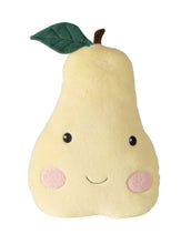 Laden Sie das Bild in den Galerie-Viewer, Gelbes, handgearbeitetes Birnenkissen mit gesticktem Gesicht von Boltze.

