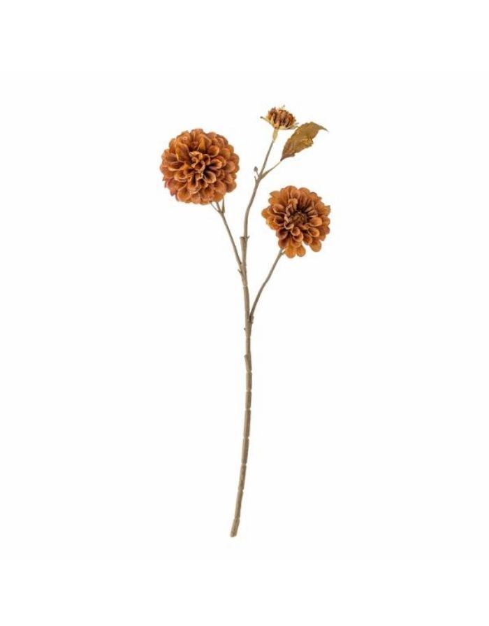 Orange Kunstblume Chrysantheme von Bloomingville mit drei naturgetreuen Blüten und einer Höhe von 66 cm.