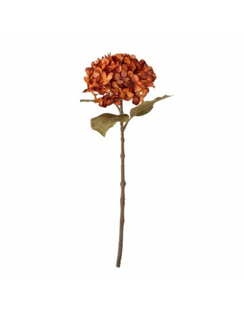 Orange Kunstblume Hortensie von Bloomingville mit üppiger runder Blüte und einer Höhe von 46 cm.
