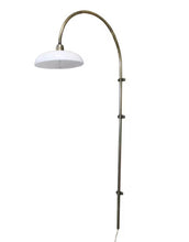 Laden Sie das Bild in den Galerie-Viewer,  Strömshaga Wandlampe Sofia Antique Brass White aus Eisen mit weißem Glasschirm und Textilkabel, Ø 65 cm, Höhe 140 cm.
