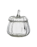 Schale Pumpkin S von Affari of Sweden aus klarem Glas in Kürbisform mit passendem Deckel, Ø 12 × H 13 cm.