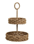  Seegras Etagere Rifbjerg von House Nordic in Natur mit geflochtener Oberfläche, Ø 25 cm und 40,5 cm hoch.