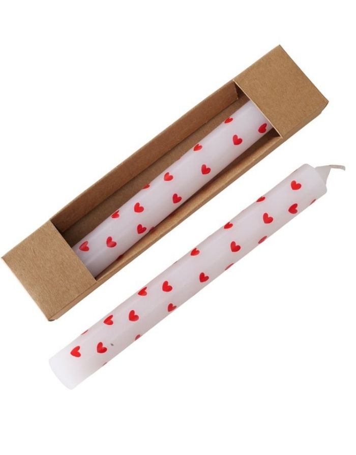 Stabkerze 2er-Set Lilin in Weiß mit rotem Motiv von Boltze