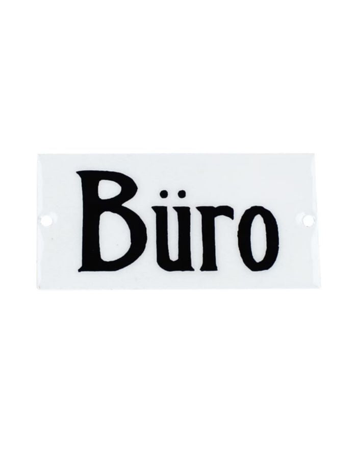 Weißes Metallschild „Büro“ von Strömshaga in emaillierter Optik mit Vintage-Design zur Wand- oder Türmontage.