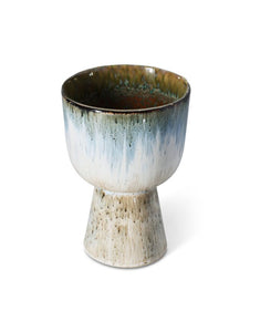 Mehrfarbiger Übertopf Retro Glacier von HKliving mit zarten Blautönen und reaktiver Glasur aus Steinzeug, 16,5×16,5×24 cm – einzigartiges Design für den Innenbereich.