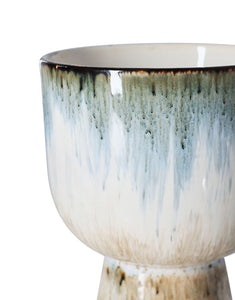 Mehrfarbiger Übertopf Retro Glacier von HKliving mit zarten Blautönen und reaktiver Glasur aus Steinzeug, 16,5×16,5×24 cm – einzigartiges Design für den Innenbereich.