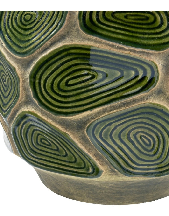 Übertopf Dark Brown Forest Night von House Nordic aus Terrakotta in dunklem Forest Green mit 18 cm Durchmesser im Detail von der Seite