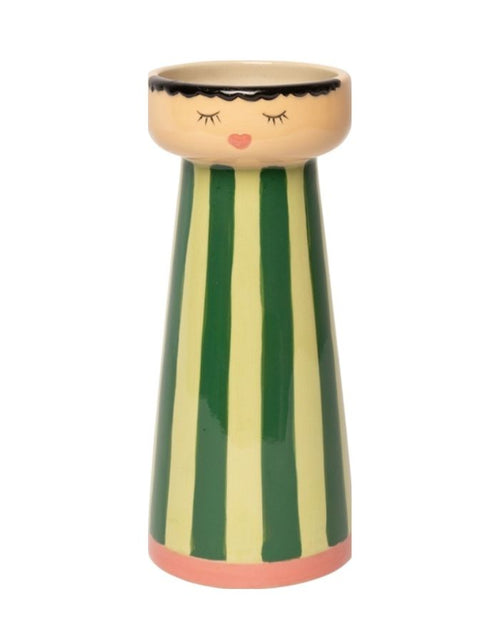 Grün Rosa gestreifte Vase von Au Maison mit Gesicht