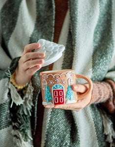 Handbemalte Ginnie Tasse mit Deckel – Bloomingville Weihnachtsdesign