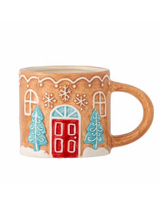 Handbemalte Ginnie Tasse mit Deckel – Bloomingville Weihnachtsdesign