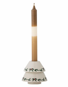 Bloomingville Kerzenhalter Berry White mit zartem Weihnachtsmotiv