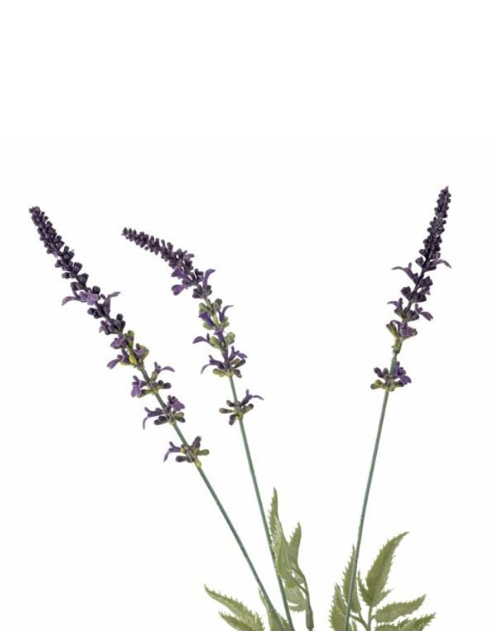 Bloomingville Kunstblume Lavendel in Violett mit feinen Blütenständen und grünen Blättern