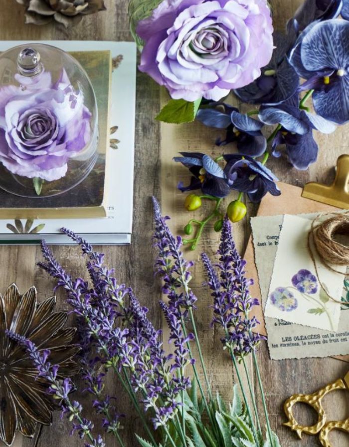 Bloomingville Kunstblume Lavendel in Violett mit feinen Blütenständen und grünen Blättern