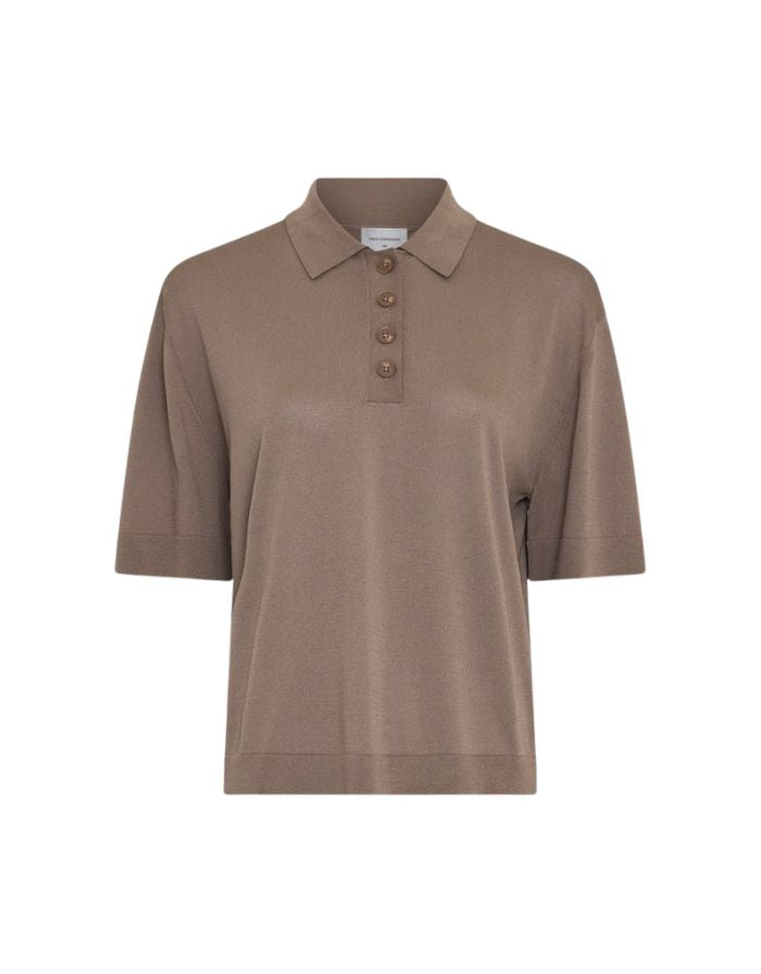  MSCH Copenhagen Shirt Terine 2/4 Mountain Trail mit Polokragen und Knopfleiste.