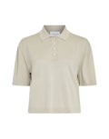 MSCH Copenhagen Shirt Terine 2/4 Peyote in Beige mit Polokragen und Knopfleiste.
