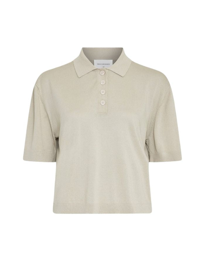 MSCH Copenhagen Shirt Terine 2/4 Peyote in Beige mit Polokragen und Knopfleiste.