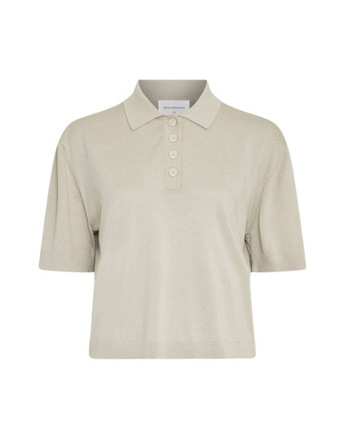 MSCH Copenhagen Shirt Terine 2/4 Peyote in Beige mit Polokragen und Knopfleiste.