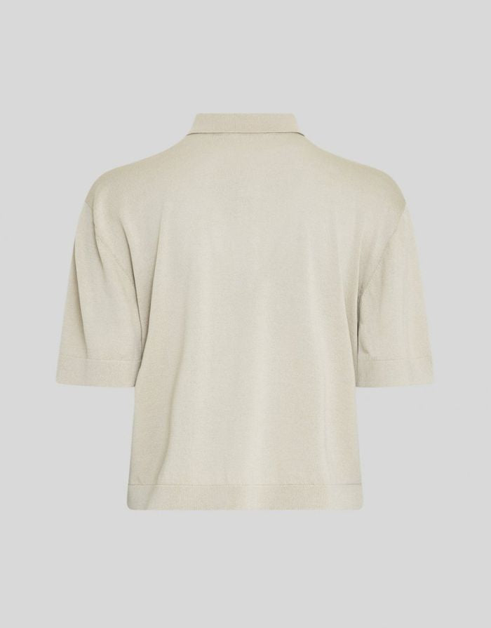 MSCH Copenhagen Shirt Terine 2/4 Peyote in Beige mit Polokragen und Knopfleiste.