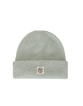Hope Icon Beanie von MSCH Copenhagen aus weichem Woll- und Alpakamix in Harbor Gray mit gerippter Strickstruktur, breitem Umschlag und dezentem Logo-Patch.