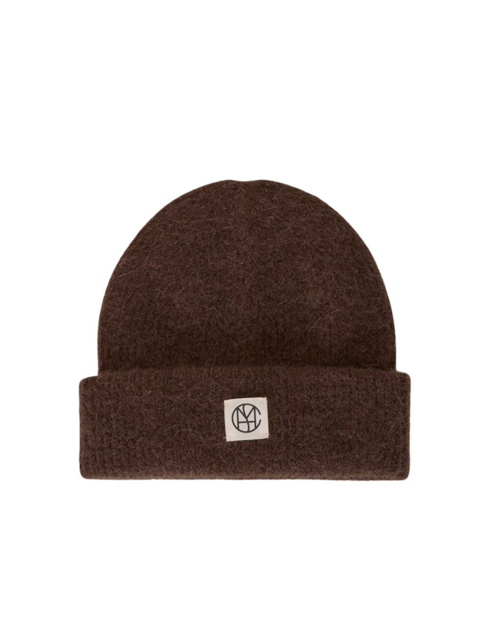 Hope Icon Beanie in der Farbe Hot Fudge von MSCH Copenhagen aus weichem Woll- und Alpakamix mit gerippter Strickstruktur, breitem Umschlag und dezentem Logo-Patch