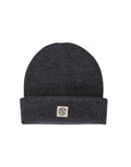 Hope Icon Beanie von MSCH Copenhagen aus weichem Woll- und Alpakamix in India Ink mit gerippter Strickstruktur, breitem Umschlag und dezentem Logo-Patch.